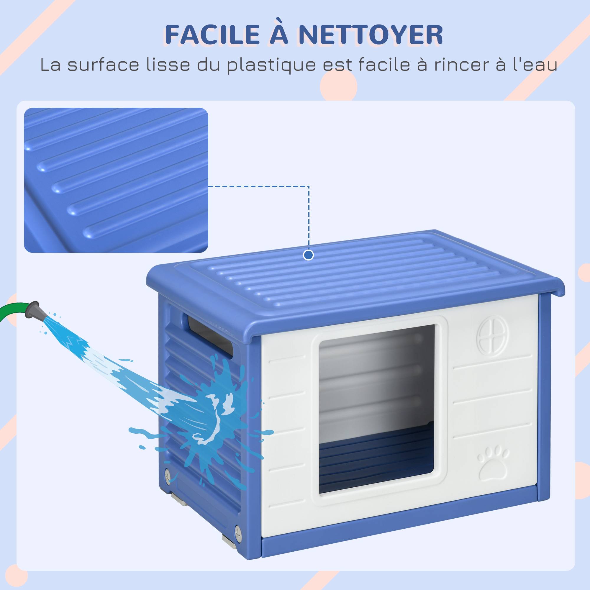 Niche extérieure en plastique pour petits chiens avec aération optimale 60x42cm Bleu - ComfortXL Outdoor Living - Image 7
