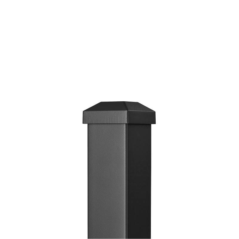 Poteau aluminium tradition style ferronnerie sur platine avec chapeau H 86.5 cm Noir - Easy Clôture - Imagen 3