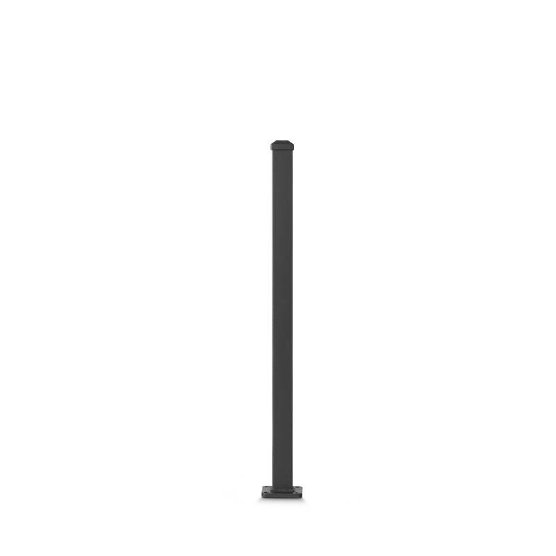 Poteau aluminium tradition style ferronnerie sur platine avec chapeau H 86.5 cm Noir - Easy Clôture - Imagen 1
