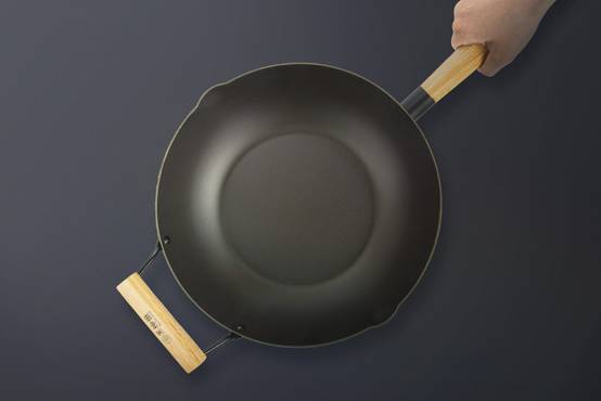 Wok avec poignée en bois et poignée auxiliaire - 28 cm - Compatible toutes plaques de cuisson - Tetsu-Kuroyanaki - Imagen 2