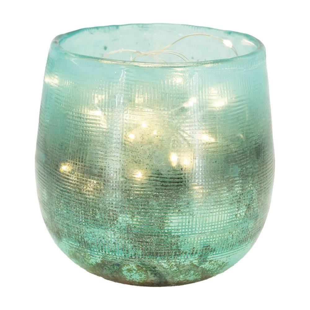 Aubry Gaspard - Photophore en verre teinté turquoise Aubry Gaspard - Imagen 2