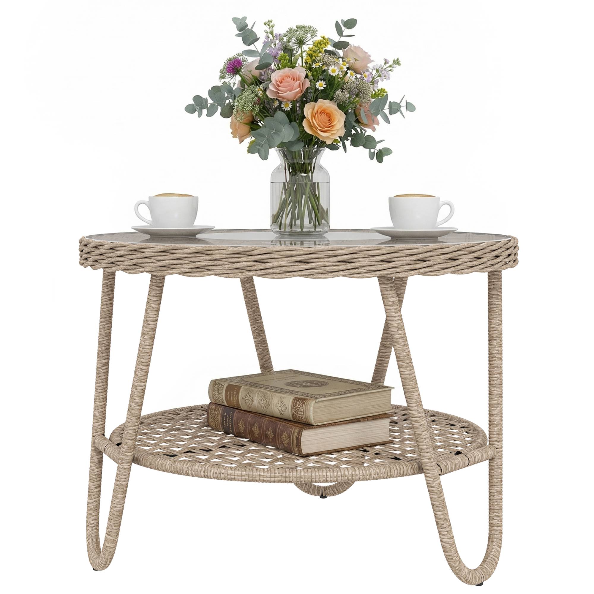Table d'appoint extérieure résine tressée jaune 65 x 65 x 50 cm - PANGIVO - Image 2