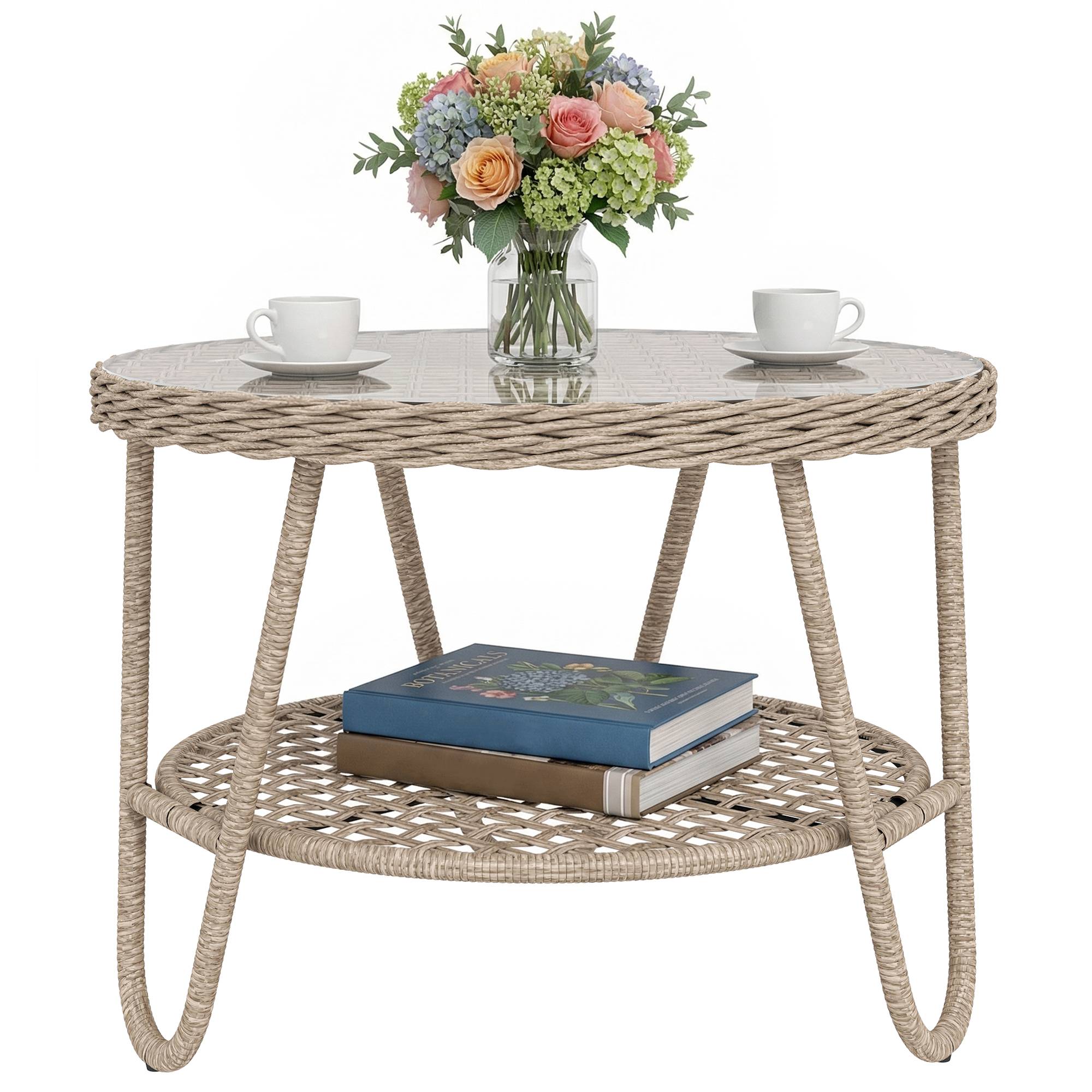 Table d'appoint extérieure résine tressée jaune 65 x 65 x 50 cm - PANGIVO