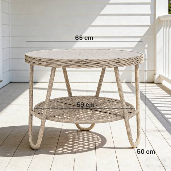 Table d'appoint extérieure résine tressée jaune 65 x 65 x 50 cm - PANGIVO - Image 5
