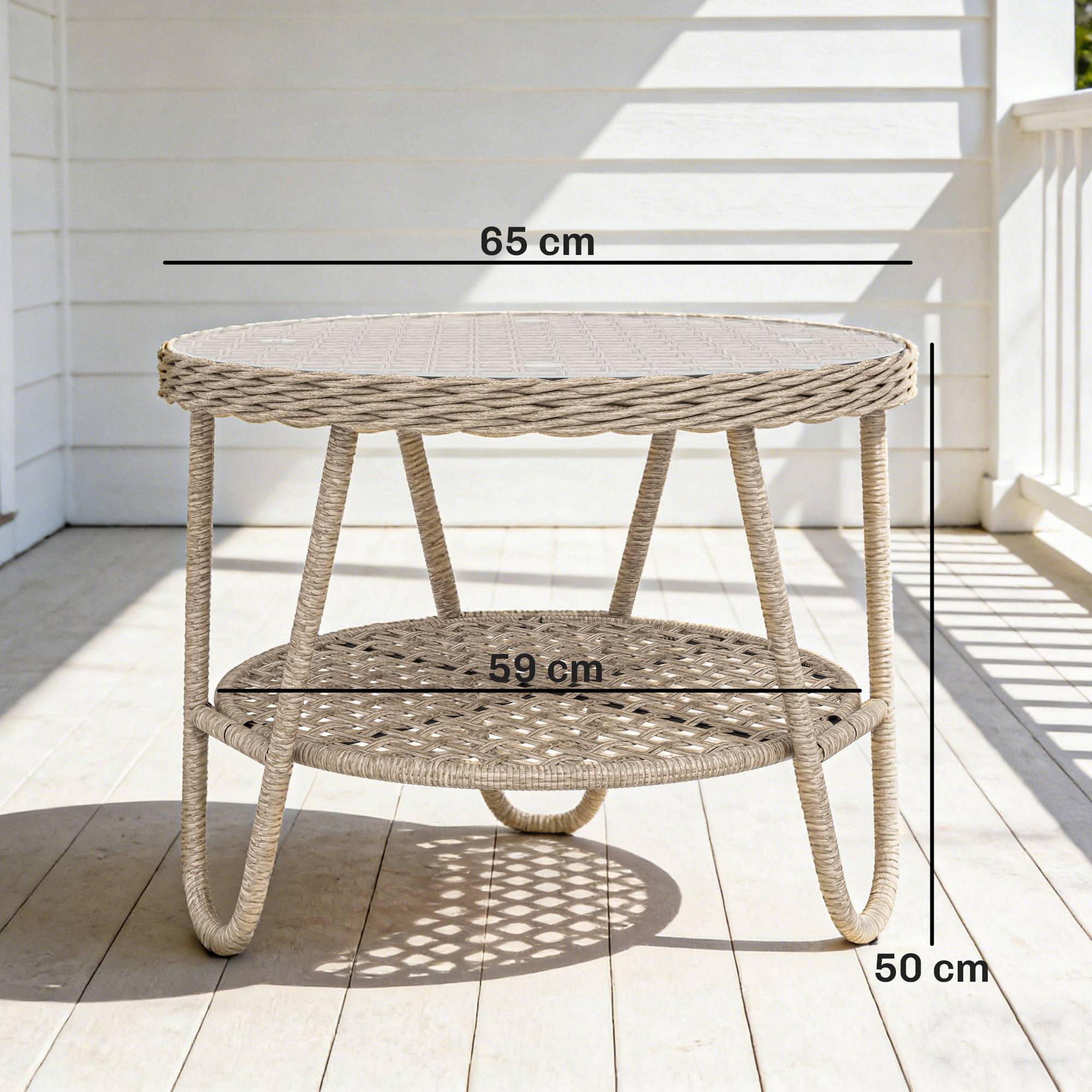 Table d'appoint extérieure résine tressée jaune 65 x 65 x 50 cm - PANGIVO - Image 5
