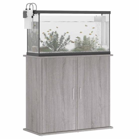 Meuble Aquarium Compact Rangement Fermé Bois d'ingénierie Sonoma Gris 81 cm - ComfortXL Outdoor Living - Image 4
