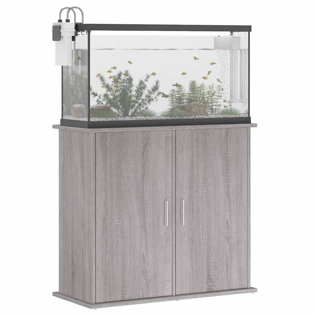 Meuble Aquarium Compact Rangement Fermé Bois d'ingénierie Sonoma Gris 81 cm - ComfortXL Outdoor Living - Image 4