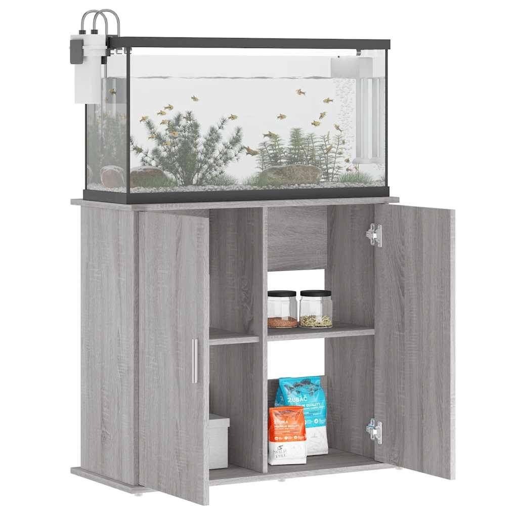 Meuble Aquarium Compact Rangement Fermé Bois d'ingénierie Sonoma Gris 81 cm - ComfortXL Outdoor Living - Image 3