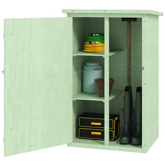 ComfortXL - Armoire de jardin en bois de sapin vert 75 x 56 x 115 cm rangement compact avec étagères et porte verrouillable - Image 2