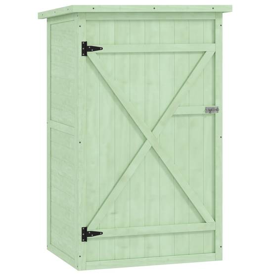 ComfortXL - Armoire de jardin en bois de sapin vert 75 x 56 x 115 cm rangement compact avec étagères et porte verrouillable - Image 10