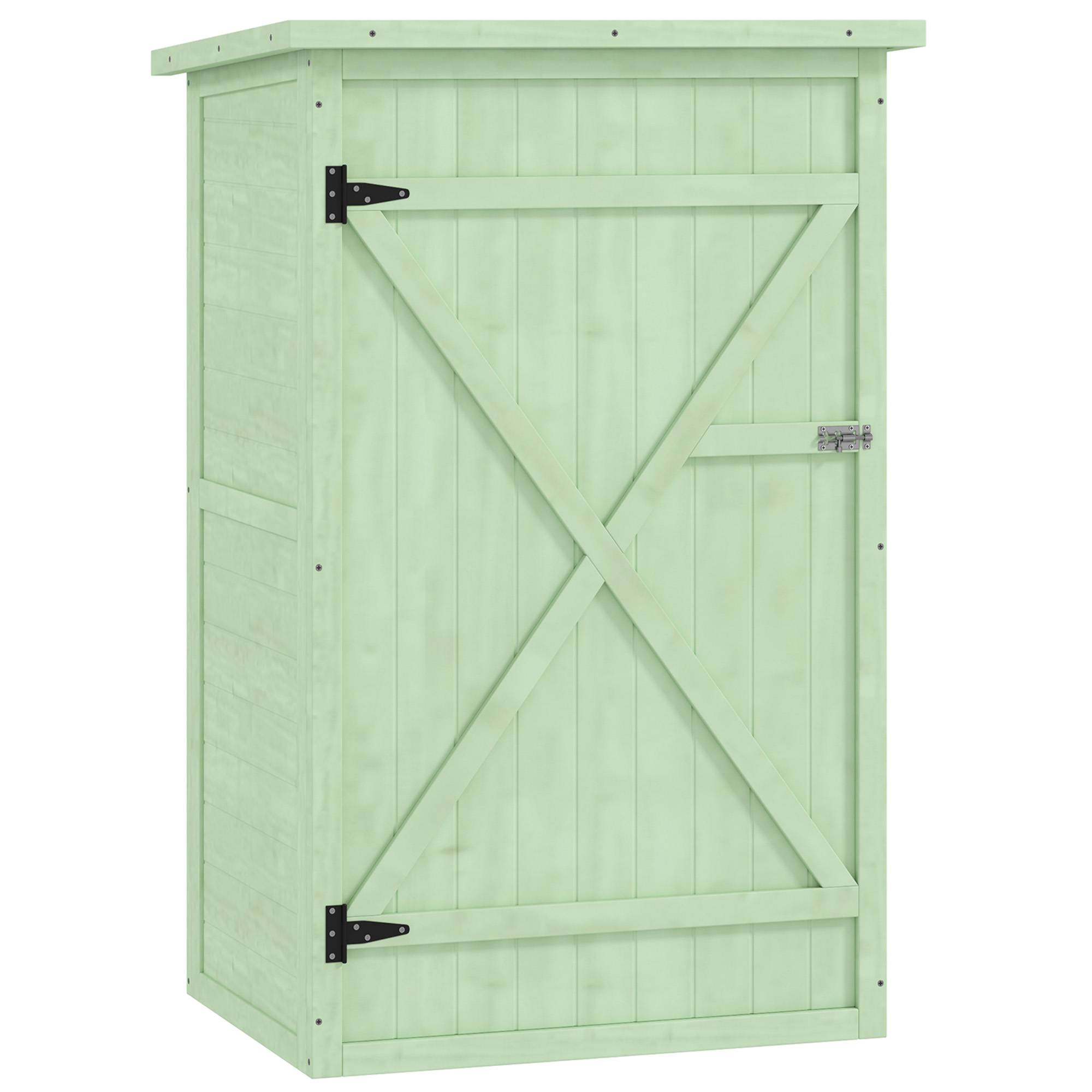 ComfortXL - Armoire de jardin en bois de sapin vert 75 x 56 x 115 cm rangement compact avec étagères et porte verrouillable - Image 10