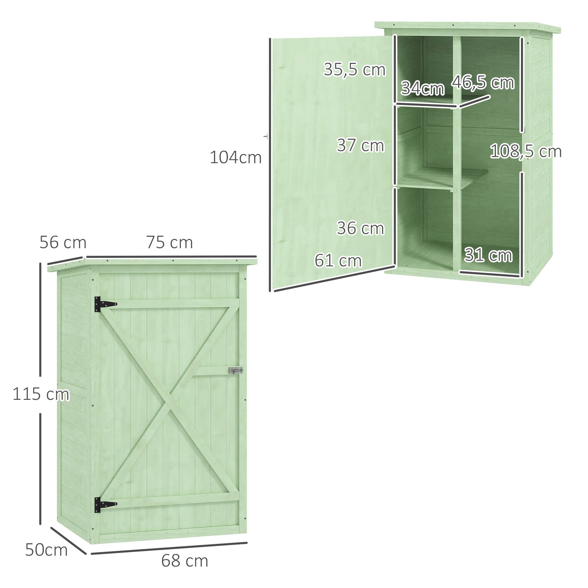 ComfortXL - Armoire de jardin en bois de sapin vert 75 x 56 x 115 cm rangement compact avec étagères et porte verrouillable - Image 3