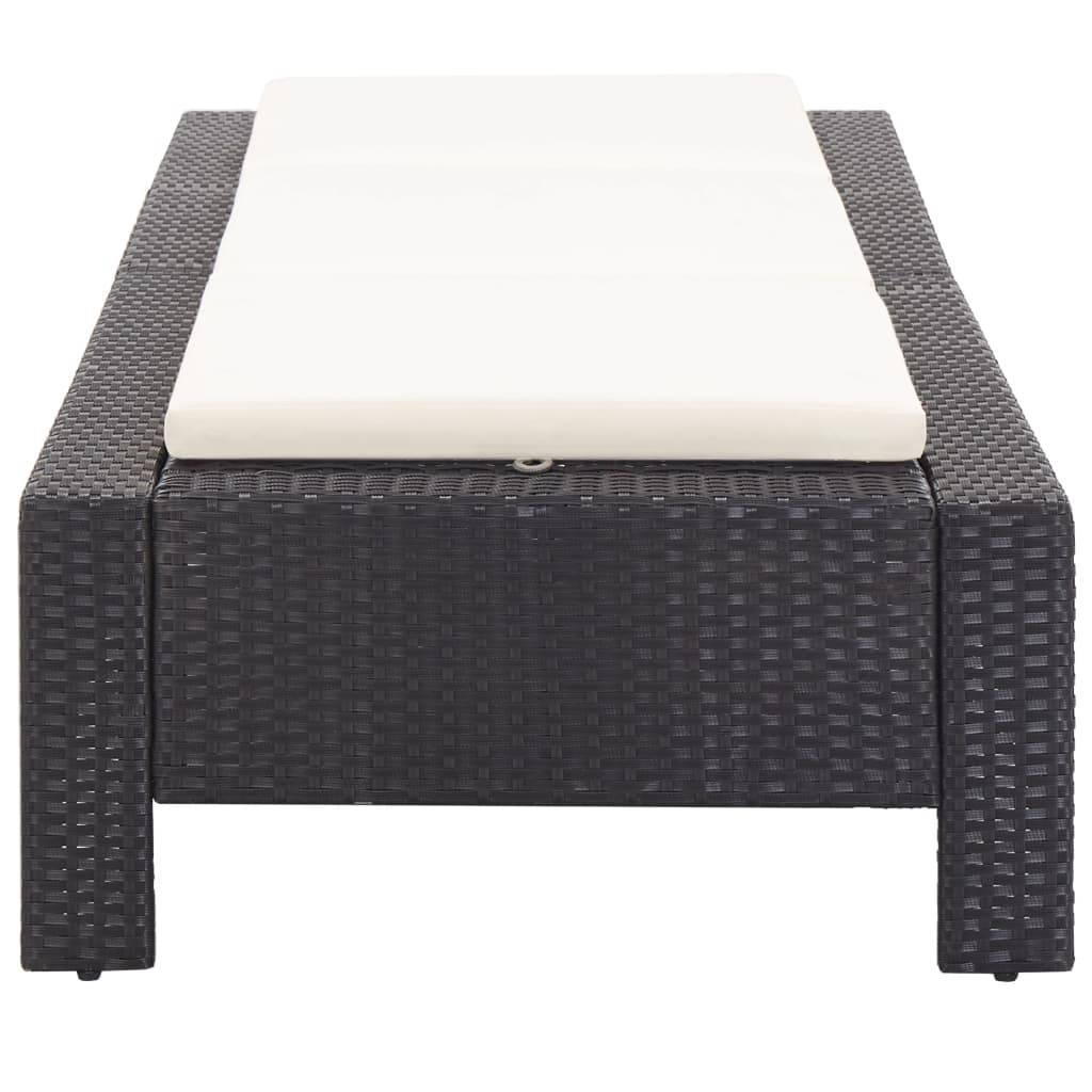 Helloshop26 - Transat chaise longue bain de soleil avec coussin noir résine tressée - Imagen 6