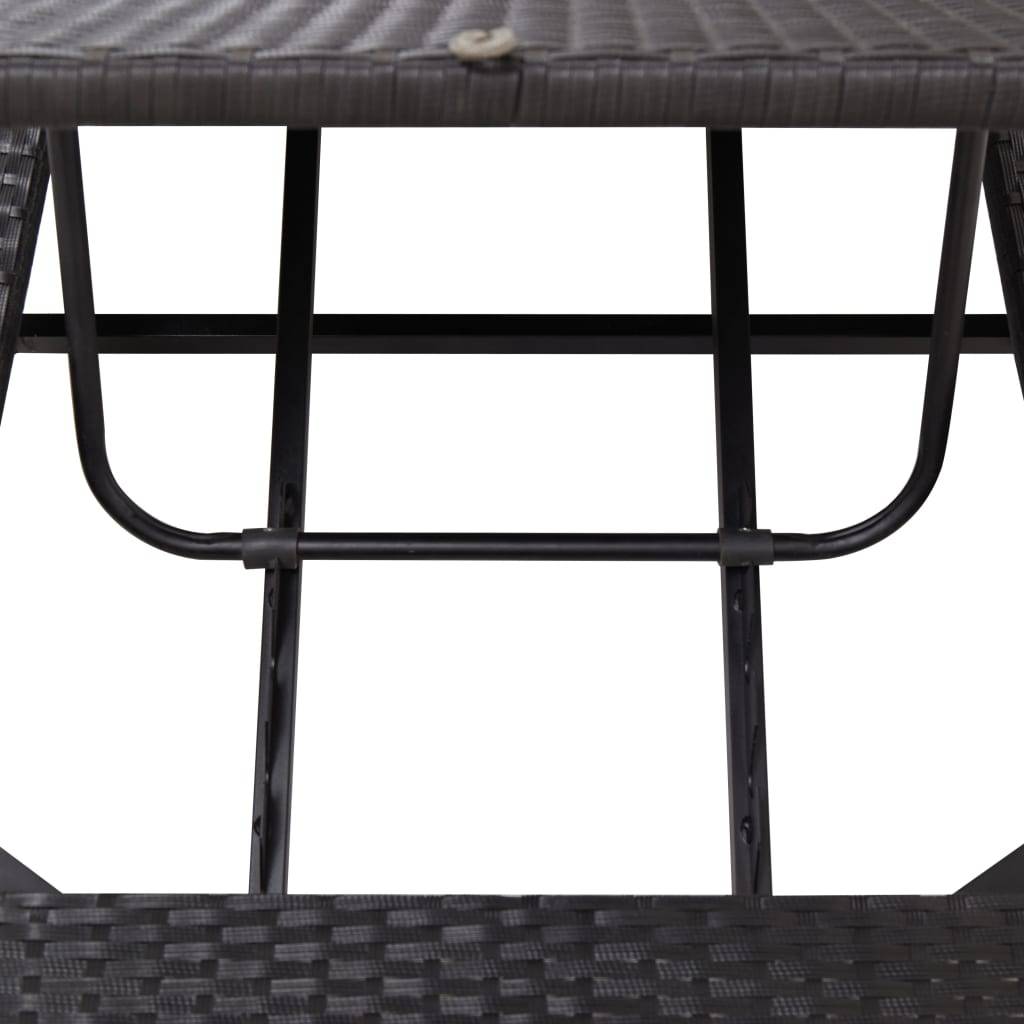 Helloshop26 - Transat chaise longue bain de soleil avec coussin noir résine tressée - Imagen 7