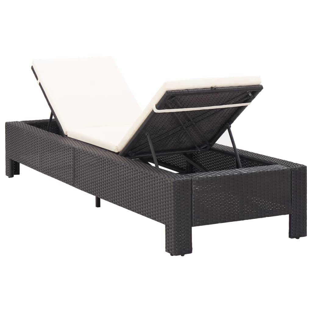 Helloshop26 - Transat chaise longue bain de soleil avec coussin noir résine tressée - Imagen 3