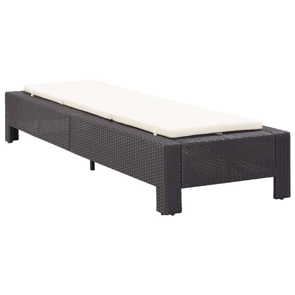 Helloshop26 - Transat chaise longue bain de soleil avec coussin noir résine tressée - Imagen 2