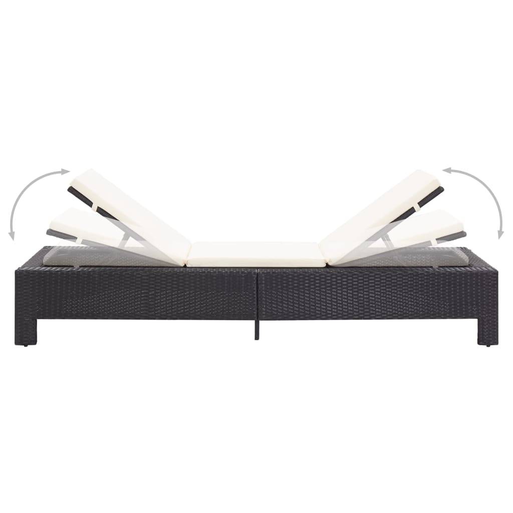 Helloshop26 - Transat chaise longue bain de soleil avec coussin noir résine tressée - Imagen 4