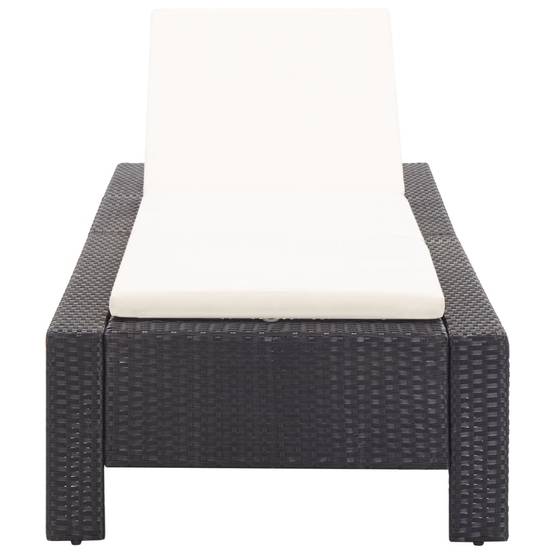 Helloshop26 - Transat chaise longue bain de soleil avec coussin noir résine tressée - Imagen 5