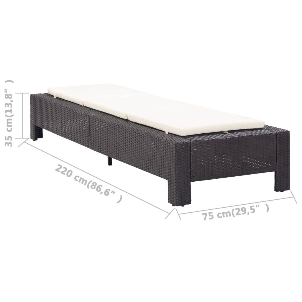 Helloshop26 - Transat chaise longue bain de soleil avec coussin noir résine tressée - Imagen 8