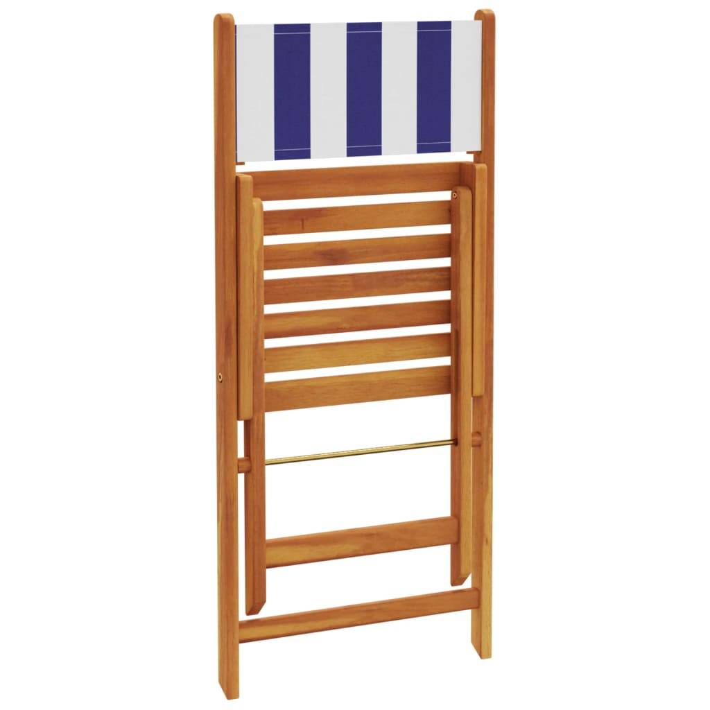 Maison Chic - Ensemble 3 pcs de bistro - Salon De Jardin - Mobilier extérieur bleu et blanc tissu et bois massif MI611 - Image 7