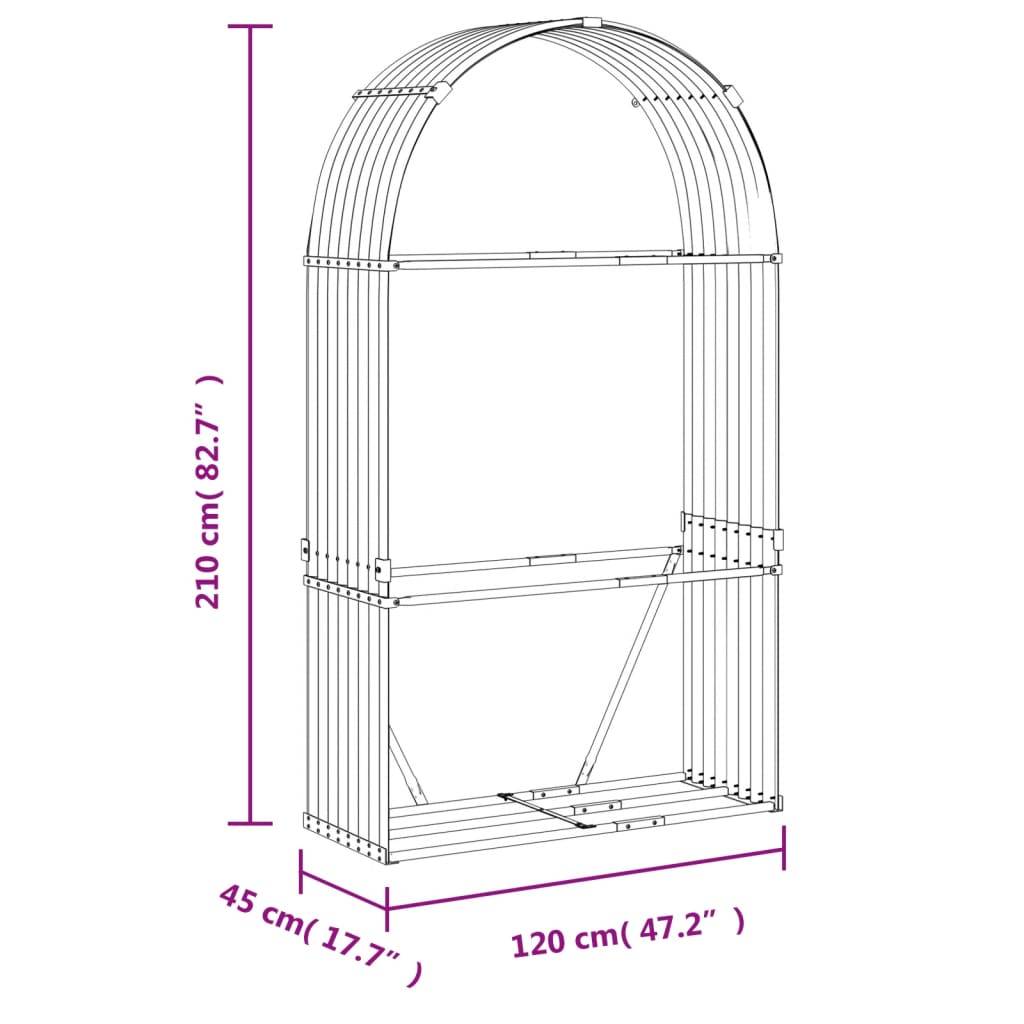 Range-bûches extérieur en acier galvanisé Argenté 120x45x210 cm – ComfortXL Outdoor Living - Image 9