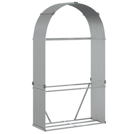 Range-bûches extérieur en acier galvanisé Argenté 120x45x210 cm – ComfortXL Outdoor Living - Image 2