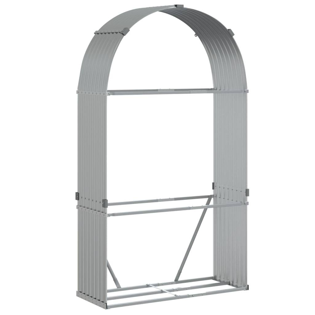 Range-bûches extérieur en acier galvanisé Argenté 120x45x210 cm – ComfortXL Outdoor Living - Image 2