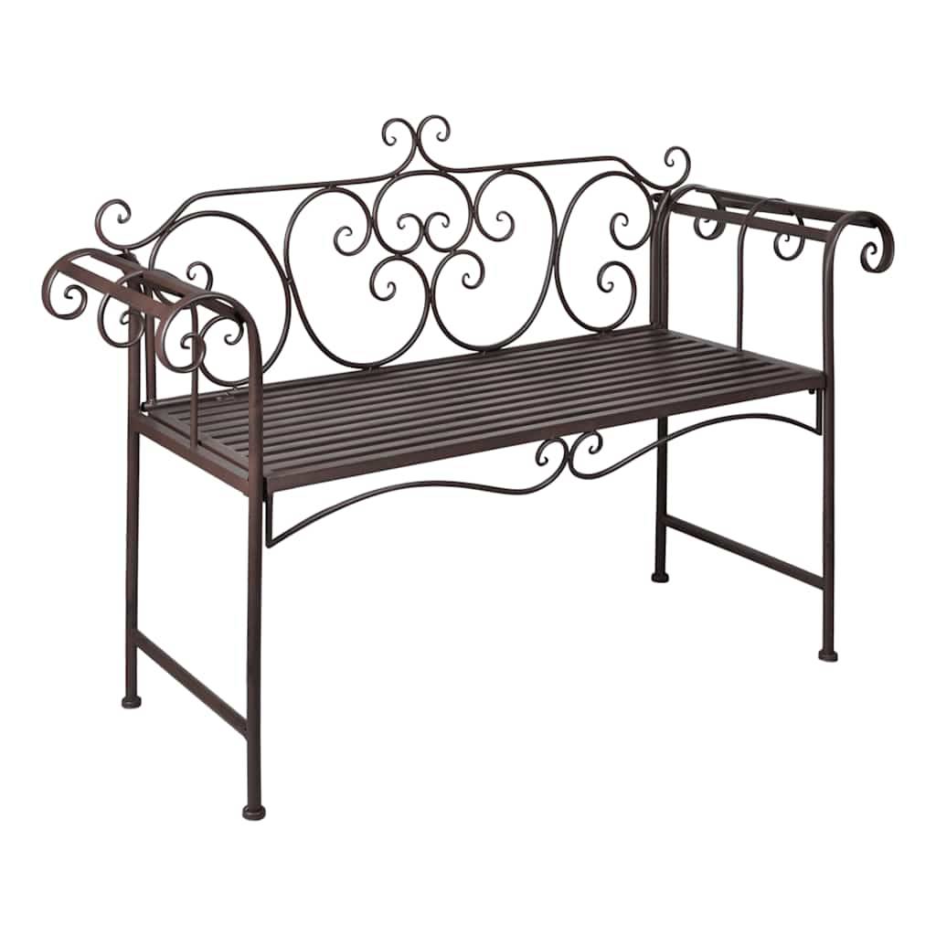 ComfortXL - Banc de Jardin Métal Résistant aux Intempéries Style Antique Marron 132 cm – ComfortXL Outdoor Living - Image 1