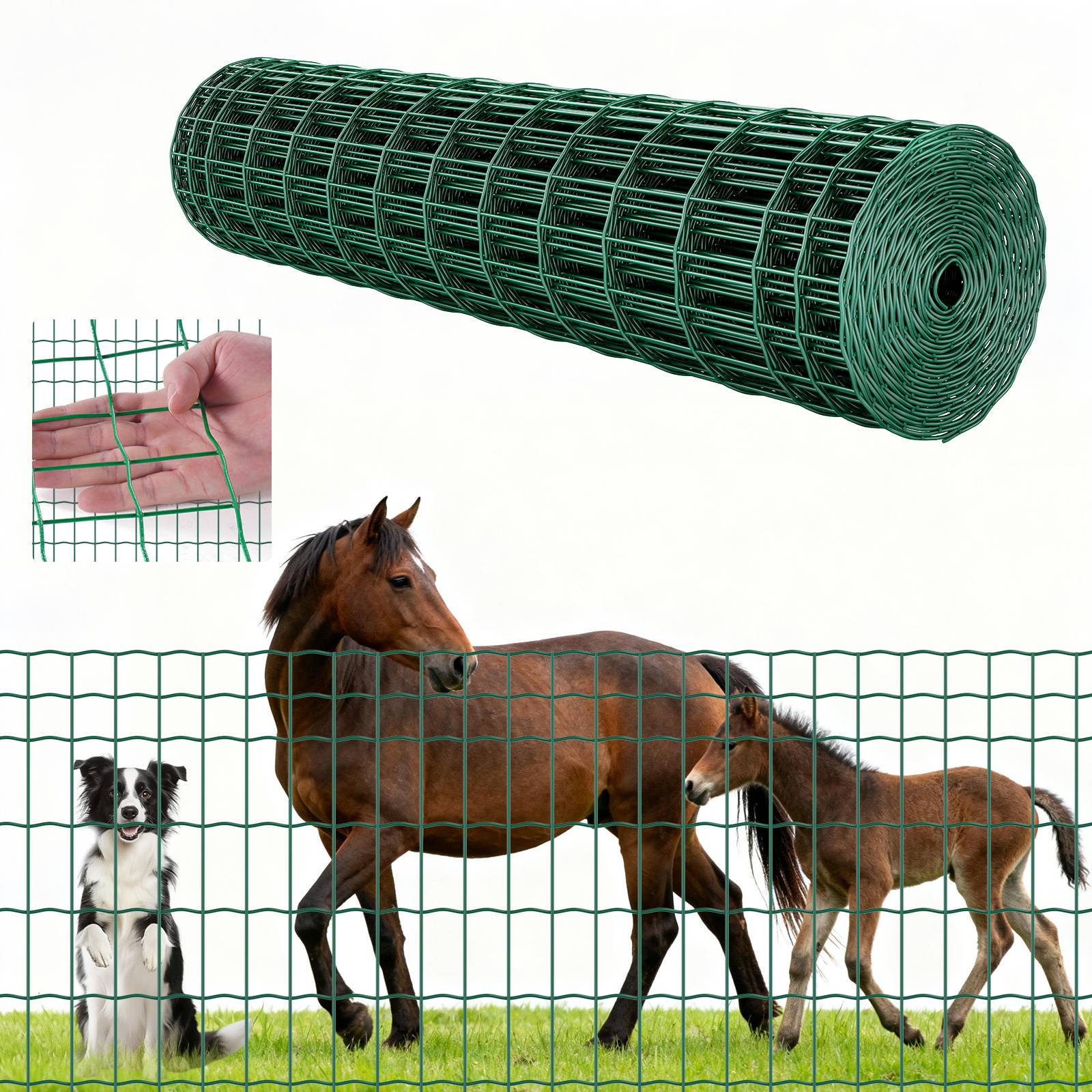 Vevor - VEVOR Grillage métallique vert 5 x 10 cm 1,2 x 25 m, fil 2,1 mm, galvanisé et revêtu PVC, rouleau pour enclos et clôtures - Image 1