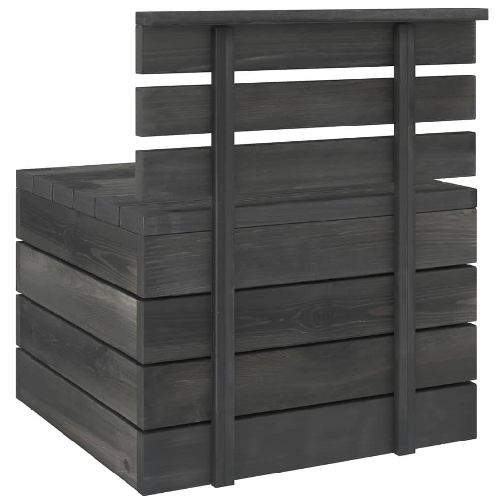 Helloshop26 - Salon de jardin meuble d'extérieur ensemble de mobilier palette 2 pièces bois de pin massif gris foncé - Imagen 6