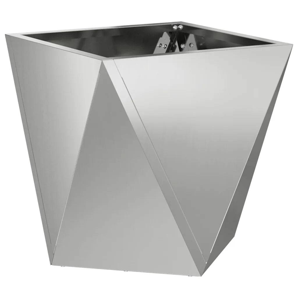 Helloshop26 - Jardinière carrée style moderne extérieur 30 x 30 x 30 cm design épuré en acier argent - Image 1