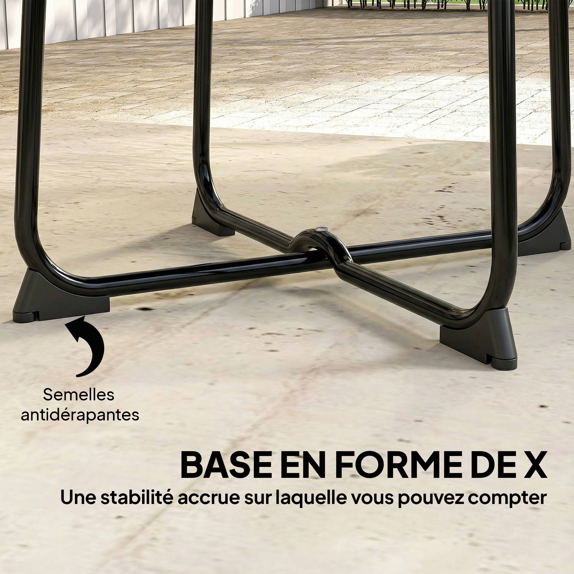 ComfortXL - Table basse ronde métal extérieur pour terrasse et jardin base en X 50cm noir - ComfortXL Outdoor Living - Image 8