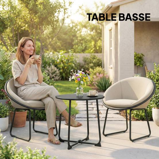 ComfortXL - Table basse ronde métal extérieur pour terrasse et jardin base en X 50cm noir - ComfortXL Outdoor Living - Image 10