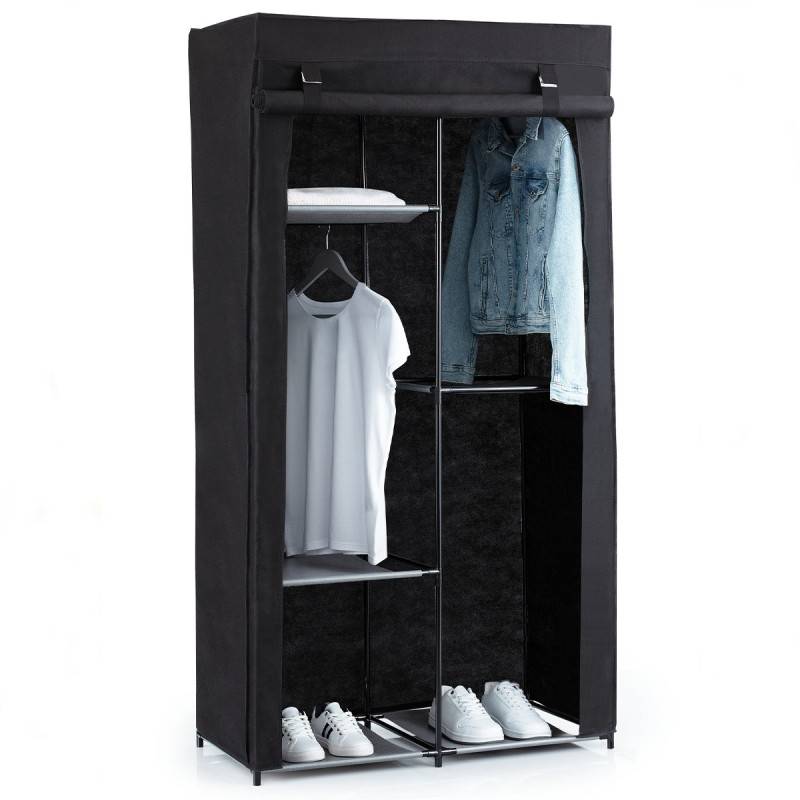 Armoire modulable 3 penderies / 5 étagères noir 5five - Image 1