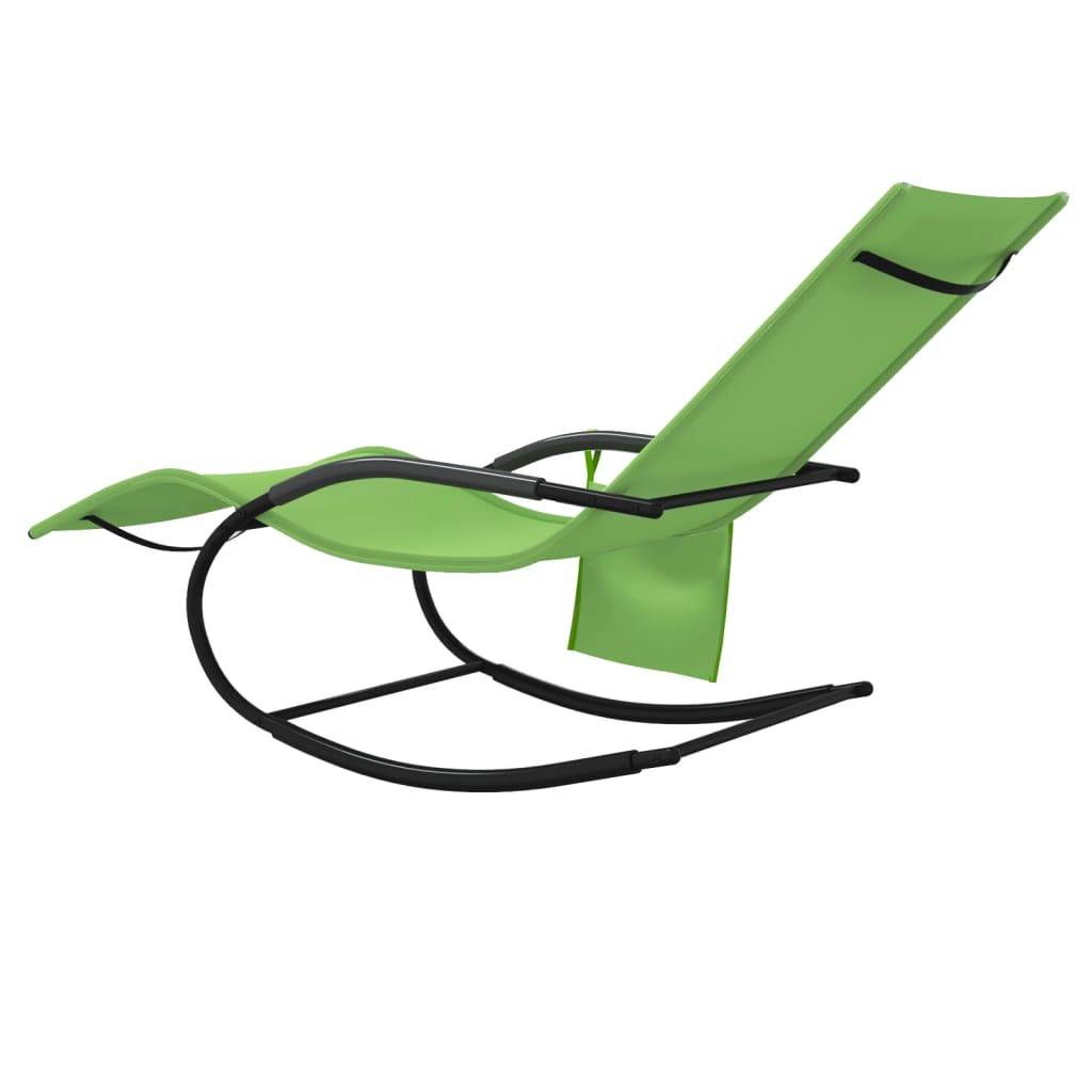 Helloshop26 - Lot de deux chaises longues à bascule acier et textilène vert - Imagen 5