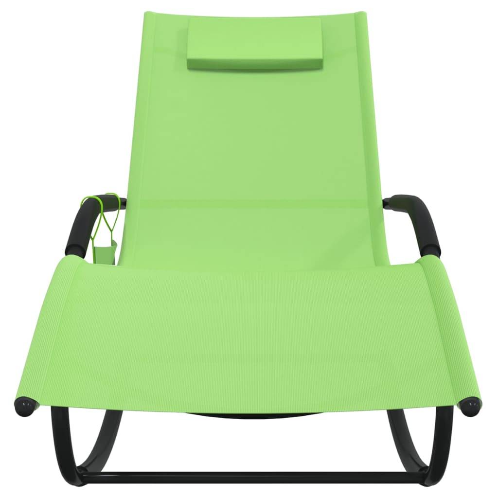 Helloshop26 - Lot de deux chaises longues à bascule acier et textilène vert - Imagen 3