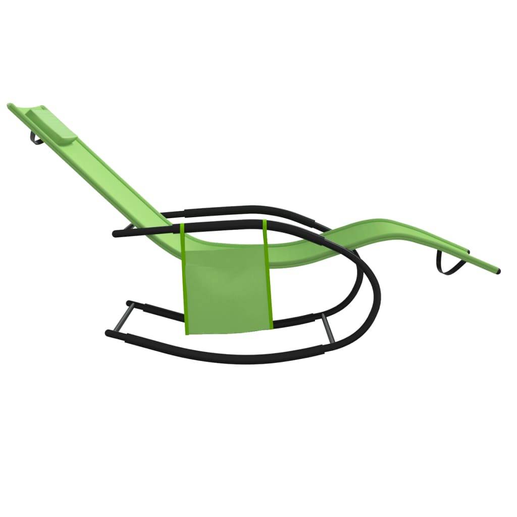 Helloshop26 - Lot de deux chaises longues à bascule acier et textilène vert - Imagen 4