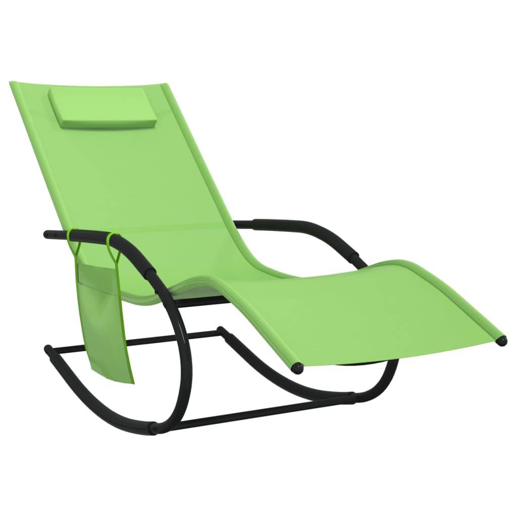Helloshop26 - Lot de deux chaises longues à bascule acier et textilène vert - Imagen 2