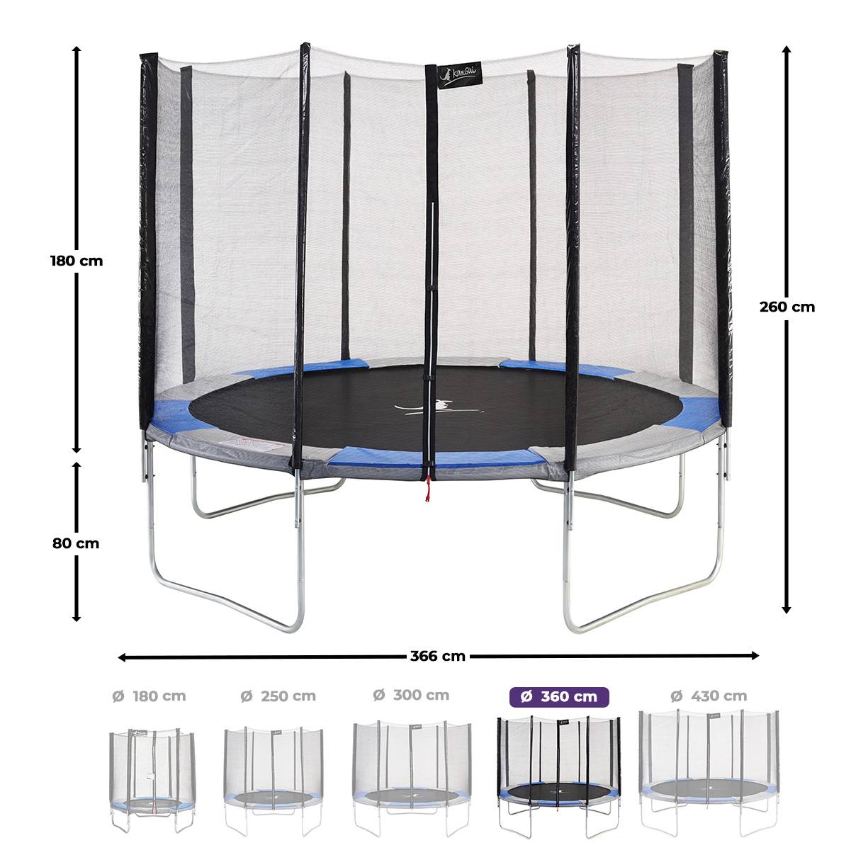 Kangui - Trampoline rond Ø 300cm avec filet, échelle, bâche et kit ancrage - RALLI 300 Kangui - Image 3
