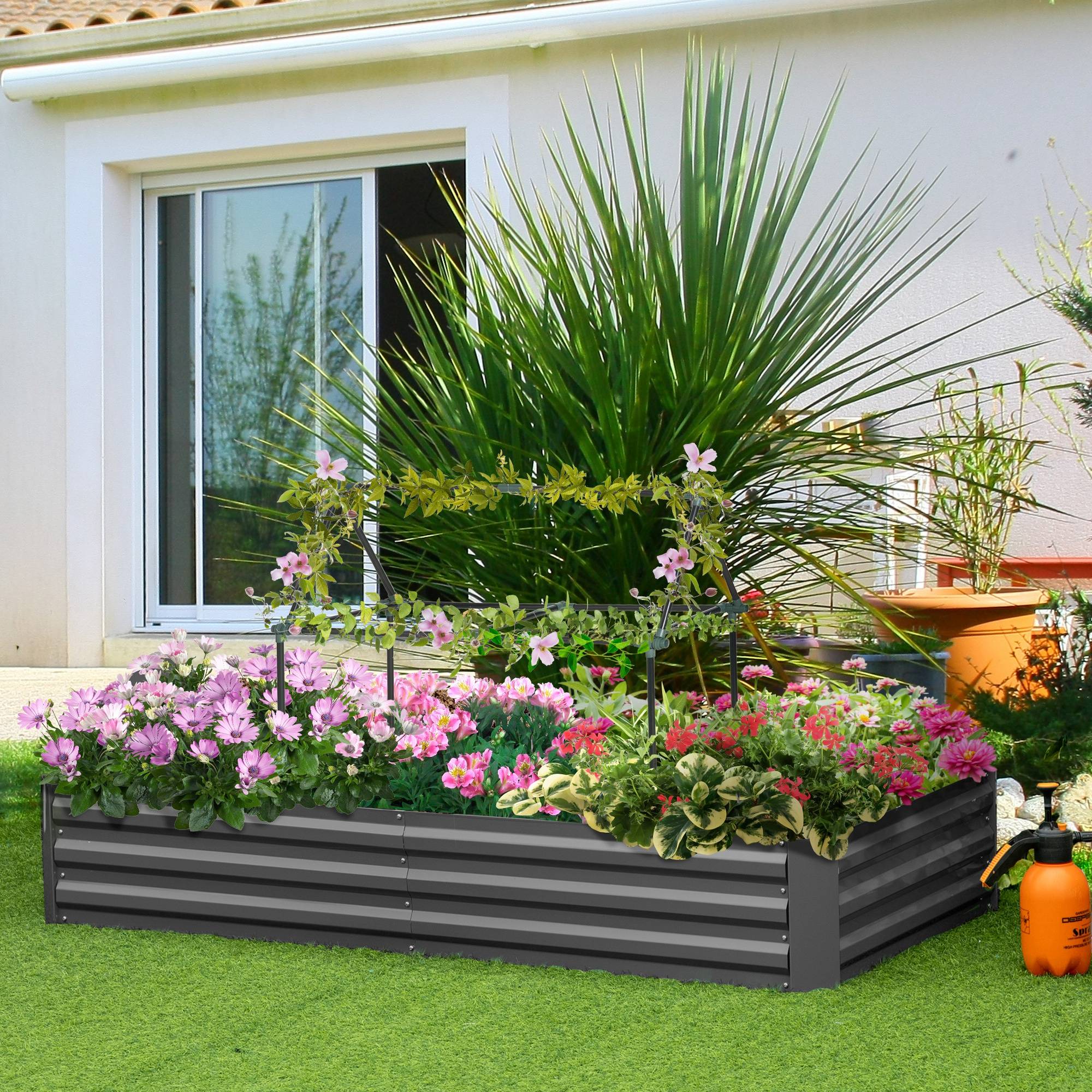 Sans Marque - Carré potager jardinière rectangulaire métal tuteurs tomates 180x90x29,5 cm - Image 4