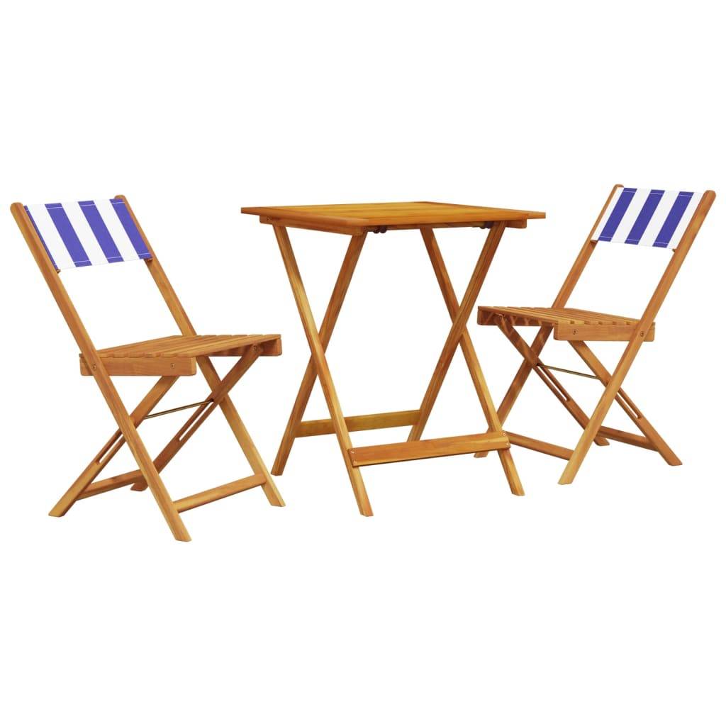 Maison Chic - Ensemble de bistro 3 pcs | Mobilier d'extérieur bleu et blanc tissu et bois massif Maison Chic - Image 1
