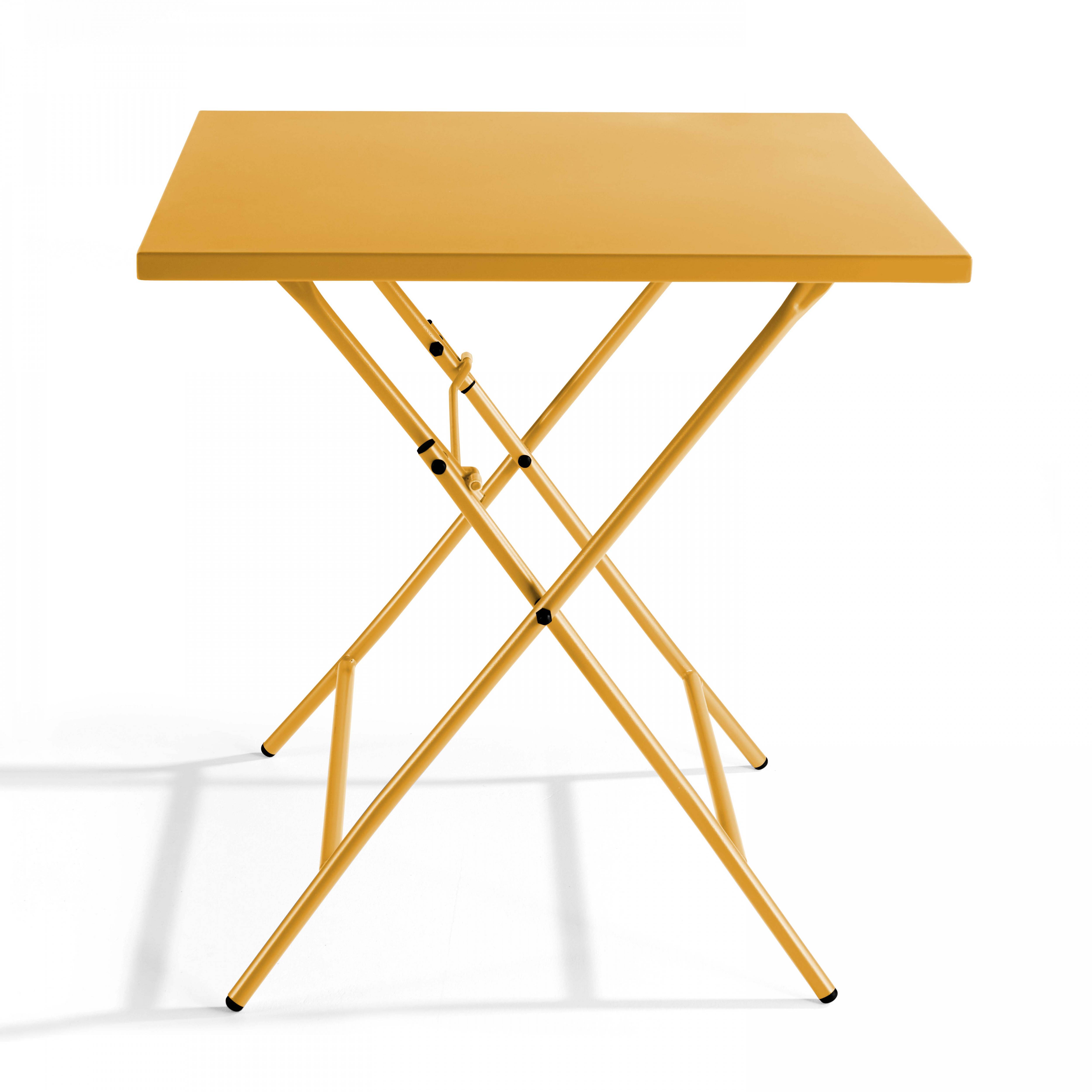 Oviala - Table de jardin pliante carrée en acier 70 cm 4 places jaune Palavas - Oviala - Imagen 2