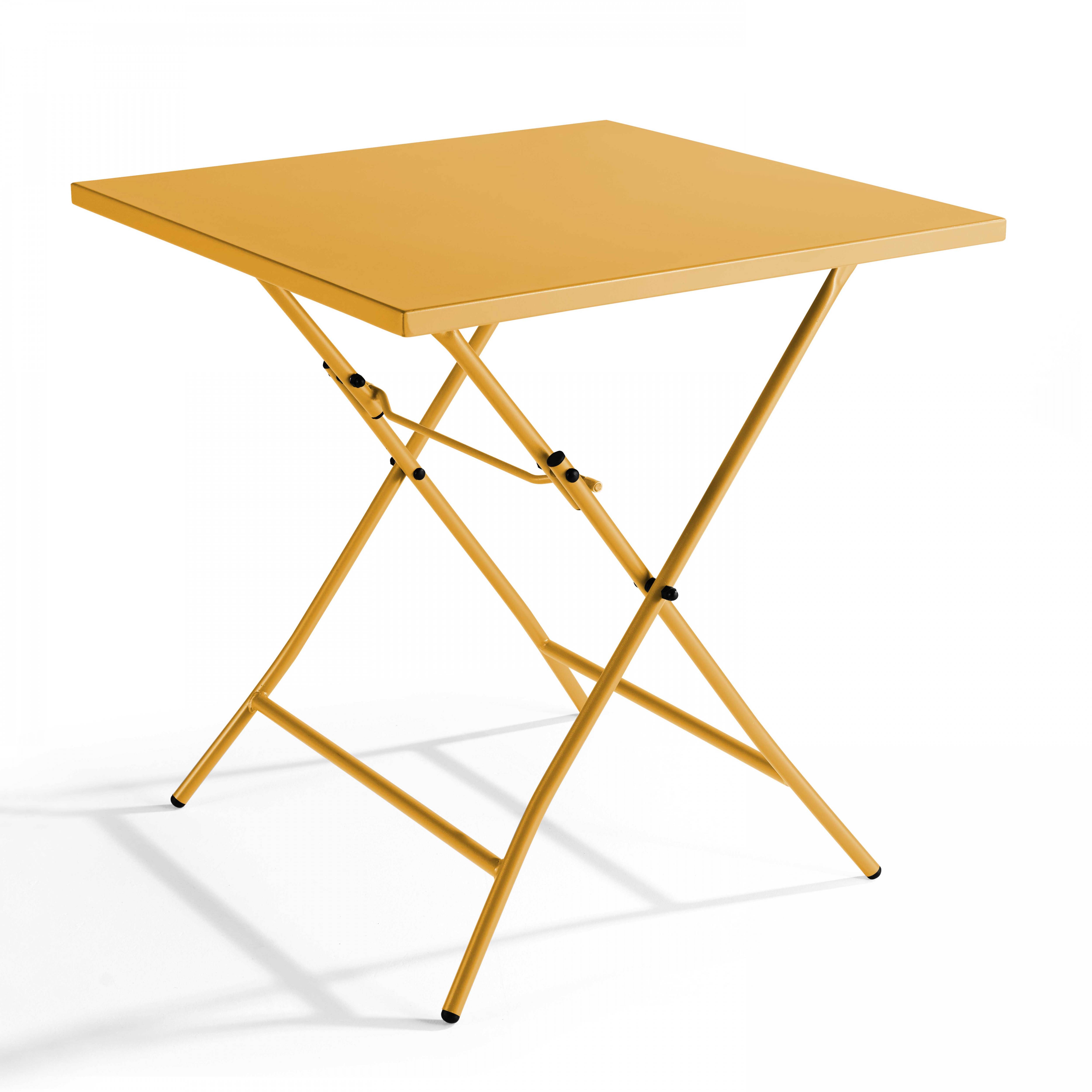 Oviala - Table de jardin pliante carrée en acier 70 cm 4 places jaune Palavas - Oviala - Imagen 1