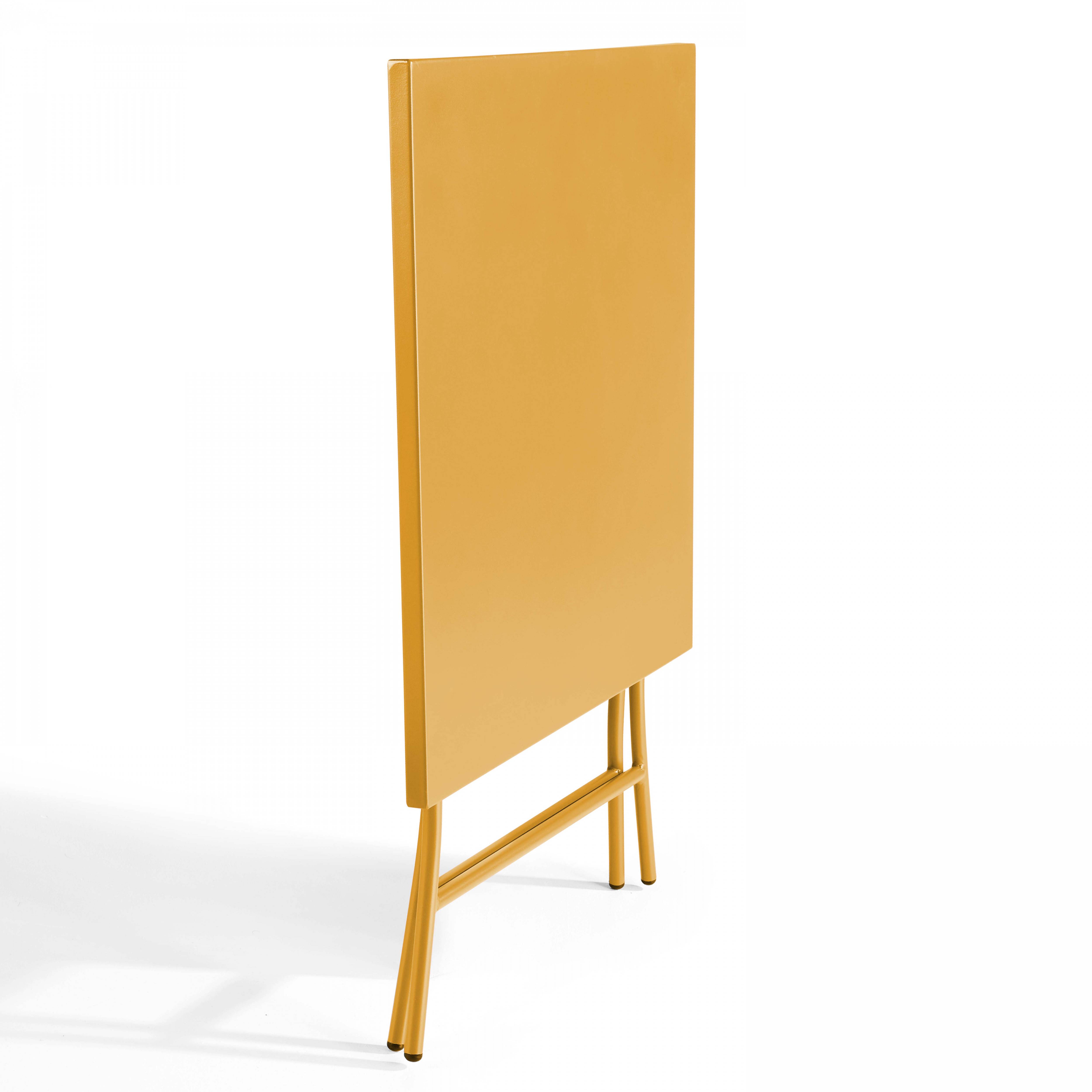 Oviala - Table de jardin pliante carrée en acier 70 cm 4 places jaune Palavas - Oviala - Imagen 3