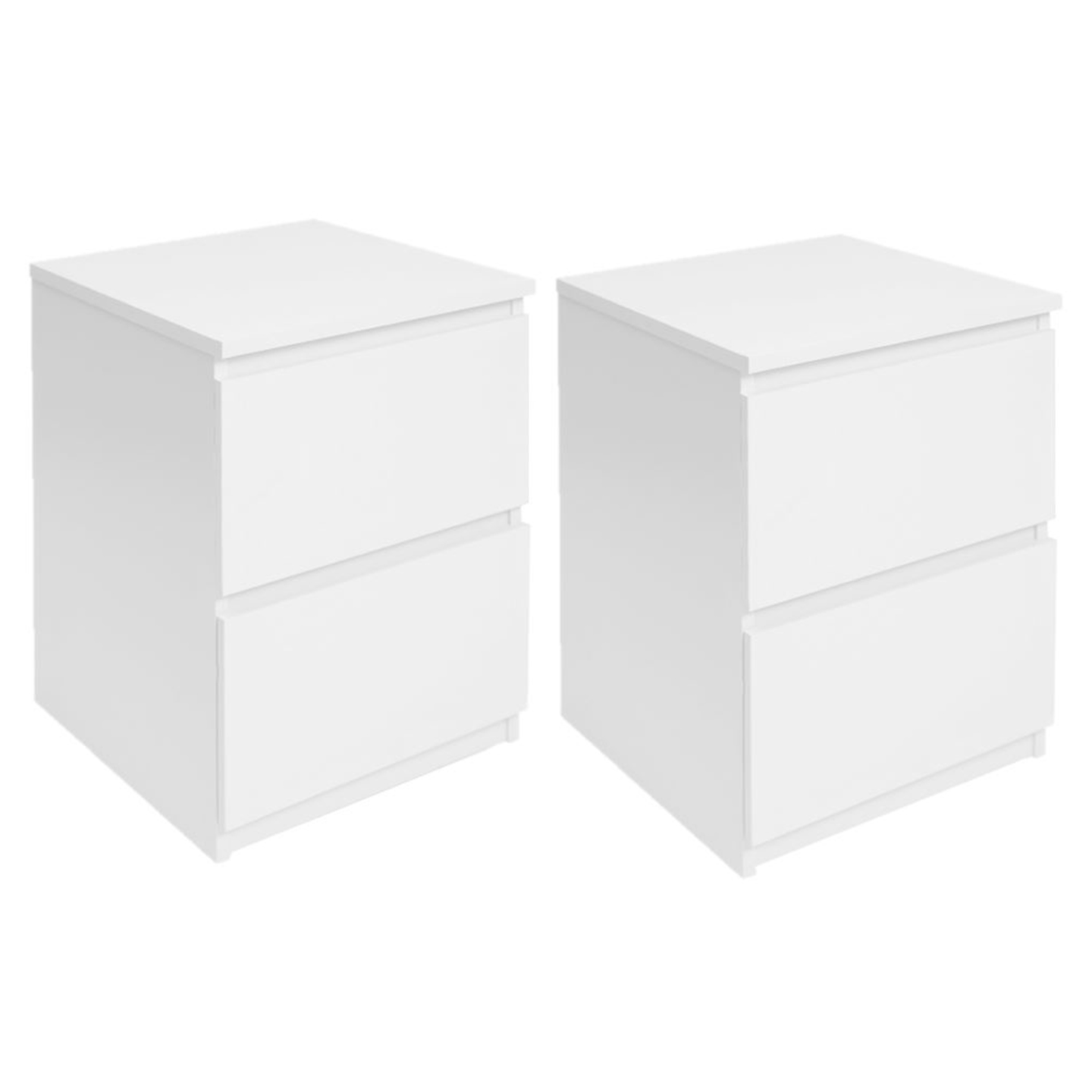 Lot de 2 tables de chevet TOMI 2 tiroirs bois blanc - Image 2