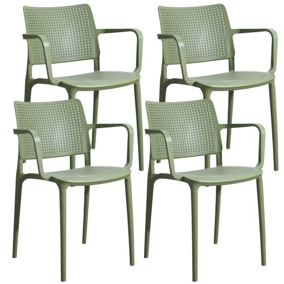 Oviala - Lot de 4 chaises de terrasse en plastique vert cactus Riga - Oviala - Image 1