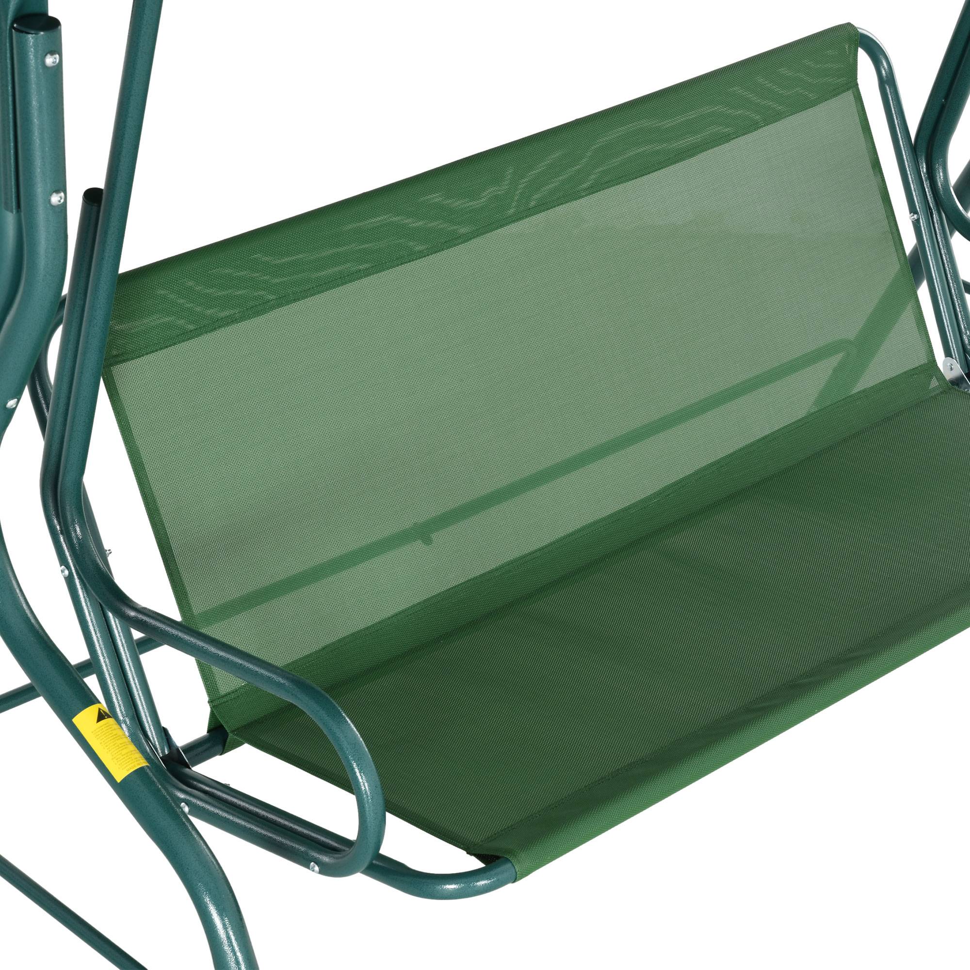 Outsunny - Balancelle de jardin 3 places coussins assise dossier vert blanc rayé - Outsunny - Imagen 5