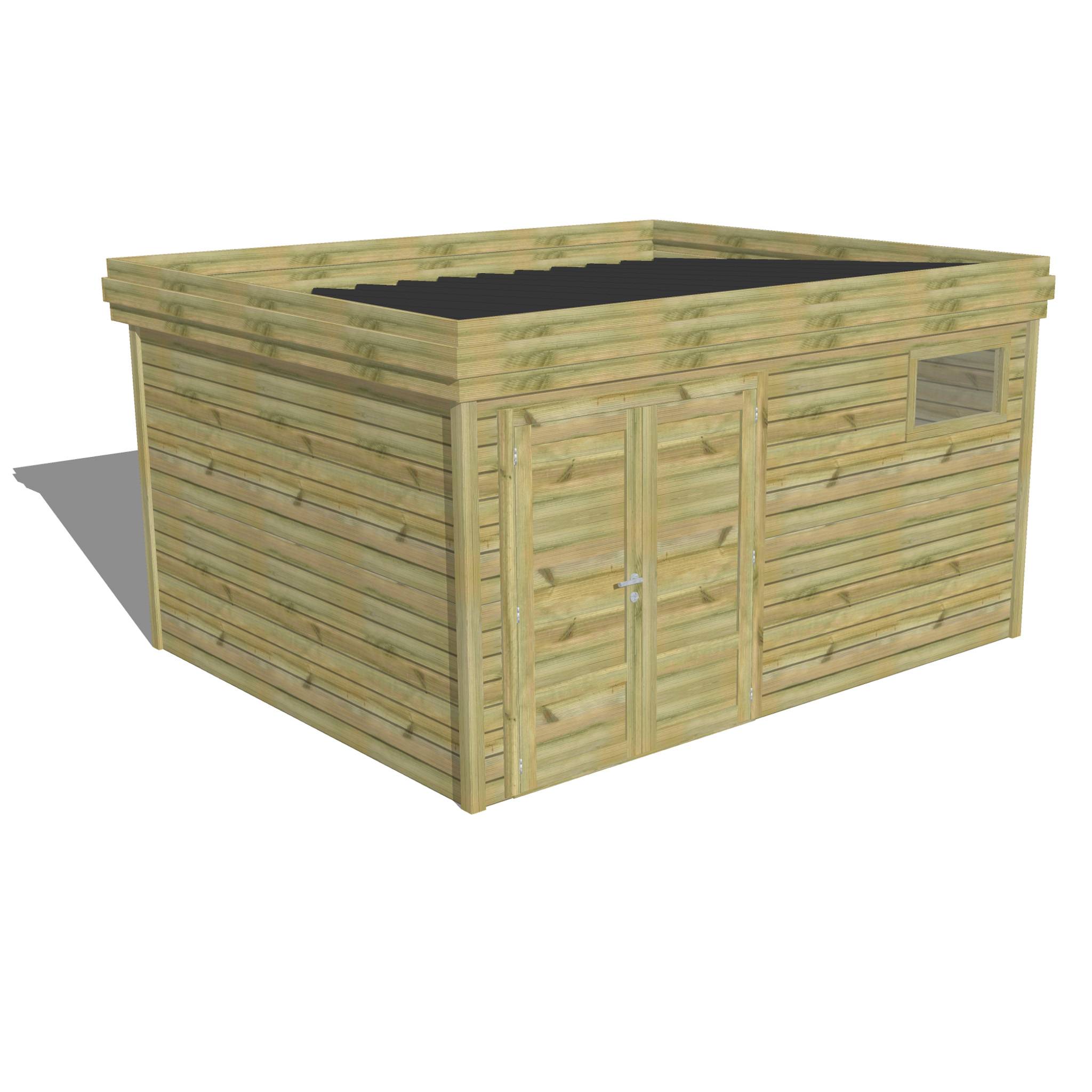 ABRI DE JARDIN bois  autoclave 27mm - 4,34x3,44m / 15m2 - Bac acier - Abri Français - Image 1
