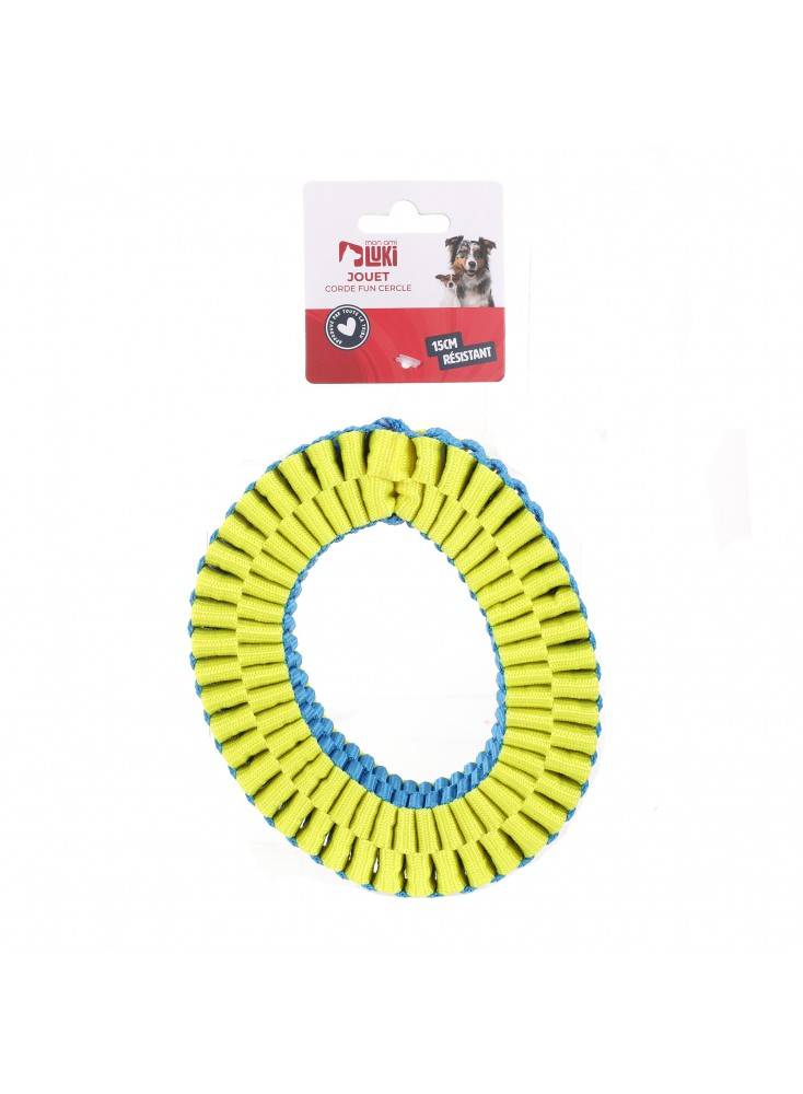 Jouet corde fun cercle JAUNE ET BLEU - Mon Ami Luki - Image 1