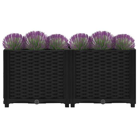 Carré potager surélevé 80x40 cm polypropylène pour terrasse et jardin Noir – ComfortXL Outdoor Living - Image 3